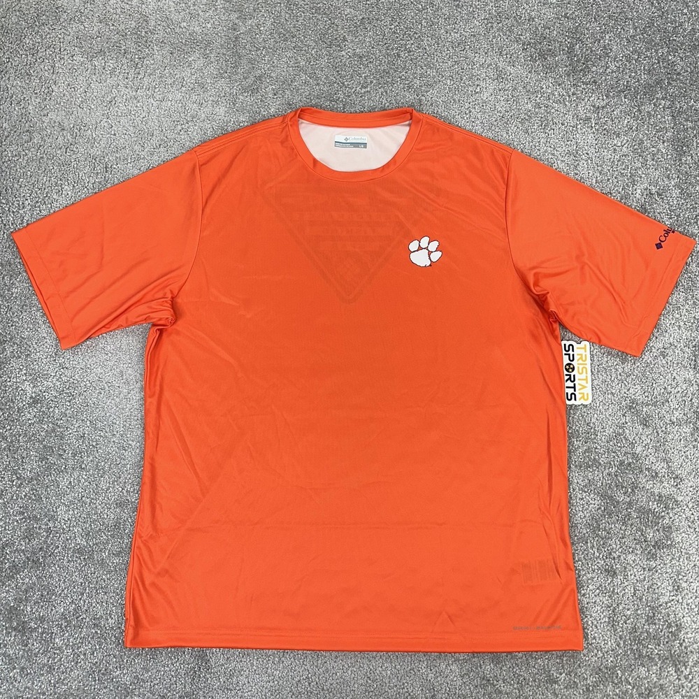Clemson Tigers Shirt Mens Large Orange NCAA Football Columbia PFG Omni Shade